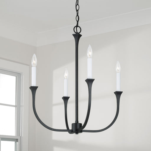 Decklan 4-Light Chandelier in Black Iron