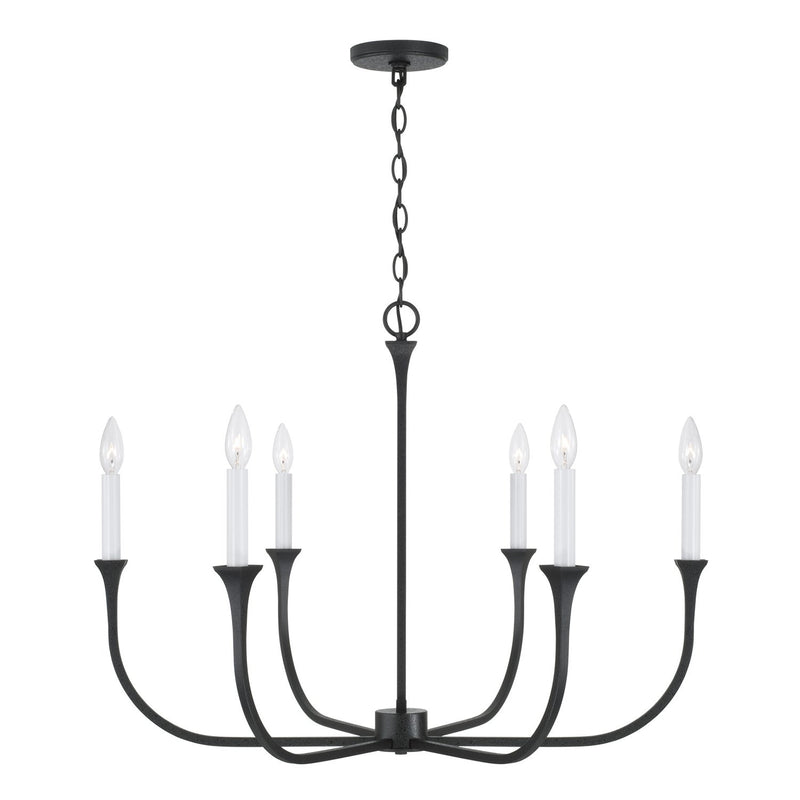Decklan 6-Light Chandelier in Black Iron
