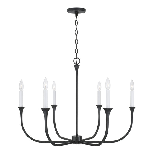 Decklan 6-Light Chandelier in Black Iron