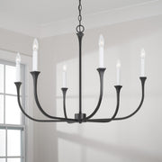 Decklan 6-Light Chandelier in Black Iron