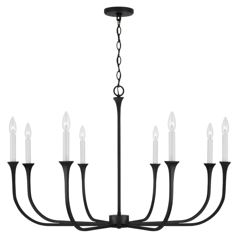 Decklan 8-Light Chandelier in Black Iron