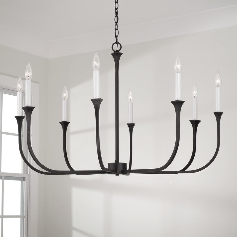 Decklan 8-Light Chandelier in Black Iron