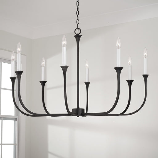 Decklan 8-Light Chandelier in Black Iron