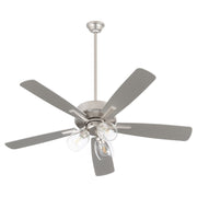 Ovation 52" 5-Blade Ceiling Fan with 3 Light Kit in Satin Nickel