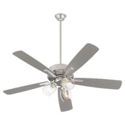 Ovation 52" 5-Blade Ceiling Fan with 3 Light Kit in Satin Nickel
