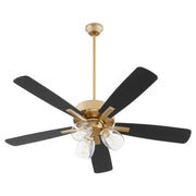 Ovation 52" 5-Blade Ceiling Fan with 3 Light Kit in Aged Brass