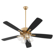 Ovation 52" 5-Blade Ceiling Fan with 4 Light Kit in Aged Brass