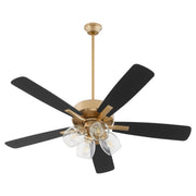 Ovation 52" 5-Blade Ceiling Fan with 4 Light Kit in Aged Brass