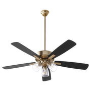 Ovation 52" 5-Blade Ceiling Fan with Multi-Light Kit in Aged Brass