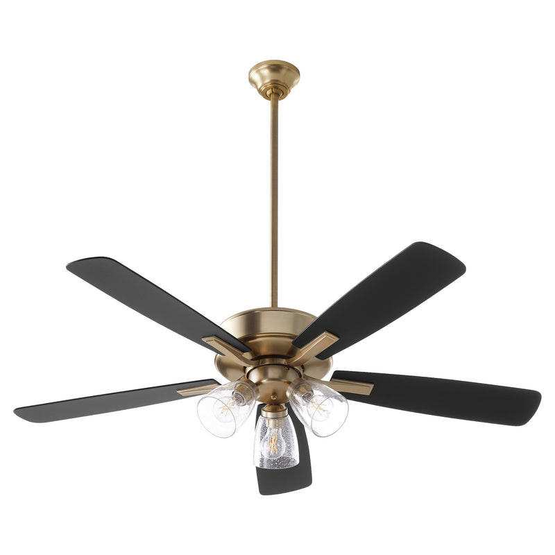 Ovation 52" 5-Blade Ceiling Fan with Multi-Light Kit in Aged Brass