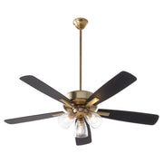 Ovation 52" 5-Blade Ceiling Fan with Multi-Light Kit in Aged Brass