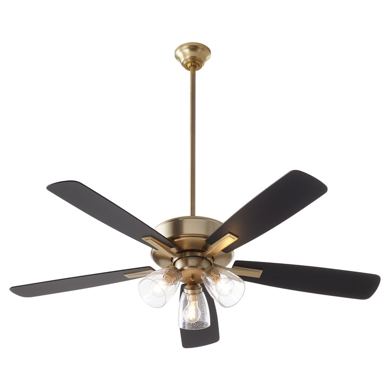 Ovation 52" 5-Blade Ceiling Fan with Multi-Light Kit in Aged Brass