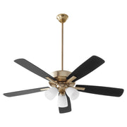 Ovation 52" 5-Blade Ceiling Fan with Multi-Light Kit in Aged Brass