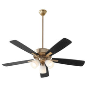 Ovation 52" 5-Blade Ceiling Fan with Multi-Light Kit in Aged Brass