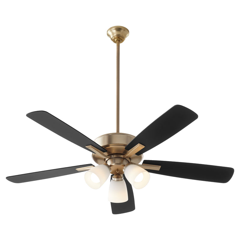 Ovation 52" 5-Blade Ceiling Fan with Multi-Light Kit in Aged Brass