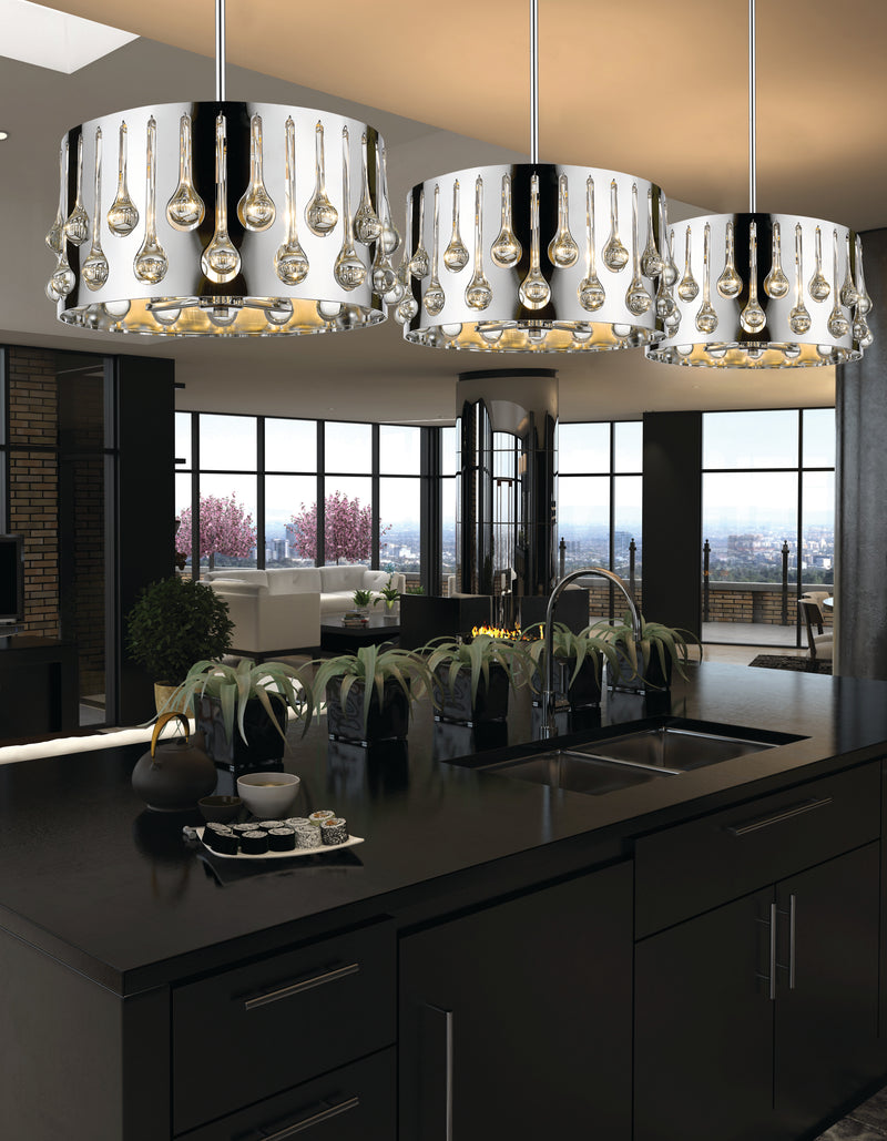 Oberon 4 Light 17" Pendant in Chrome in a room setting