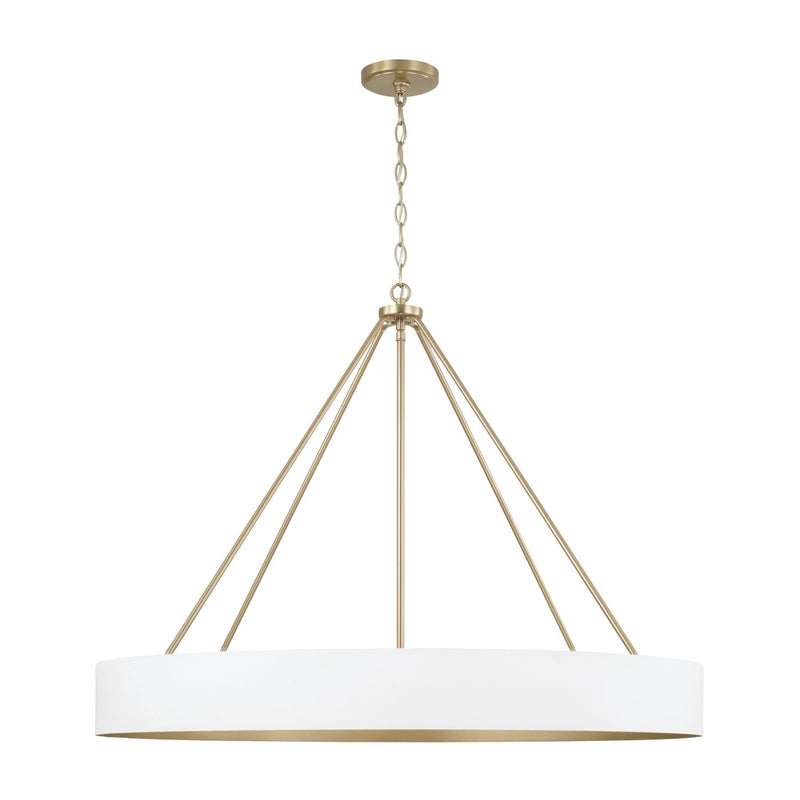 Weller 6-Light Chandelier in Matte Brass and White