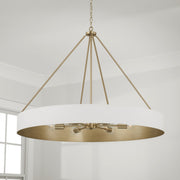 Weller 6-Light Chandelier in Matte Brass and White