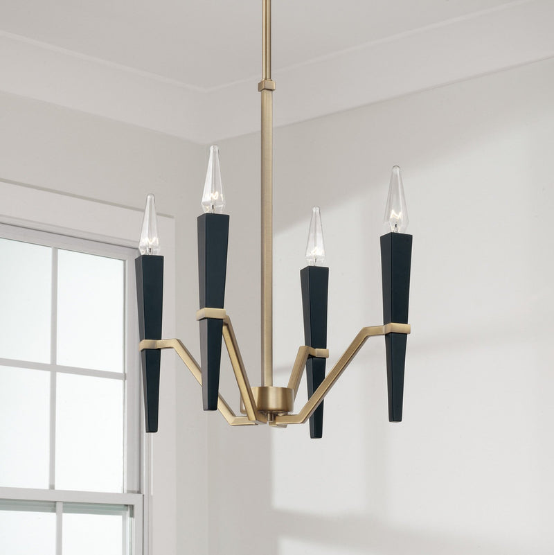 Enzo 4-Light Chandelier in Aged Brass and Black