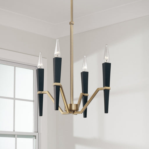 Enzo 4-Light Chandelier in Aged Brass and Black