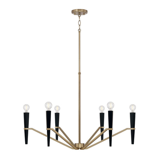 Enzo 6-Light Chandelier in Aged Brass and Black