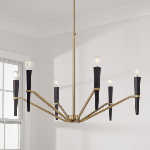 Enzo 6-Light Chandelier in Aged Brass and Black