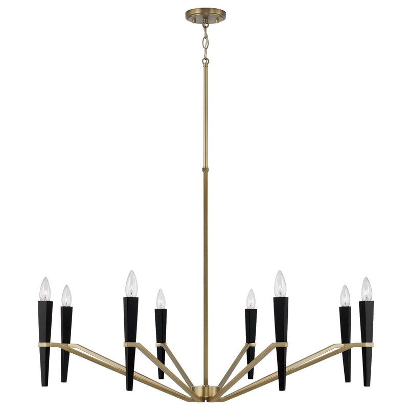 Enzo 8-Light Chandelier in Aged Brass and Black