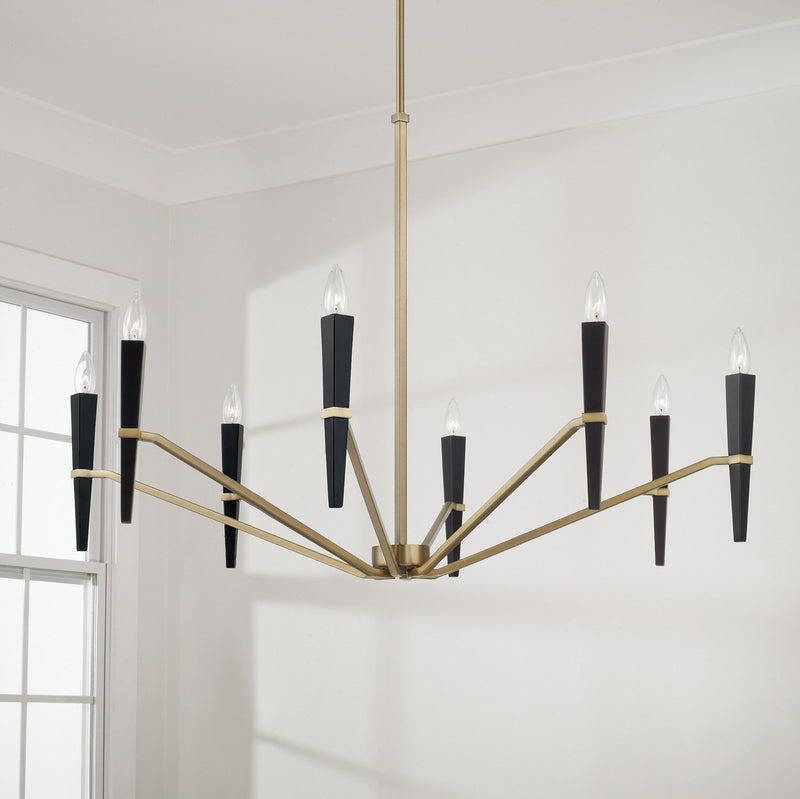 Enzo 8-Light Chandelier in Aged Brass and Black
