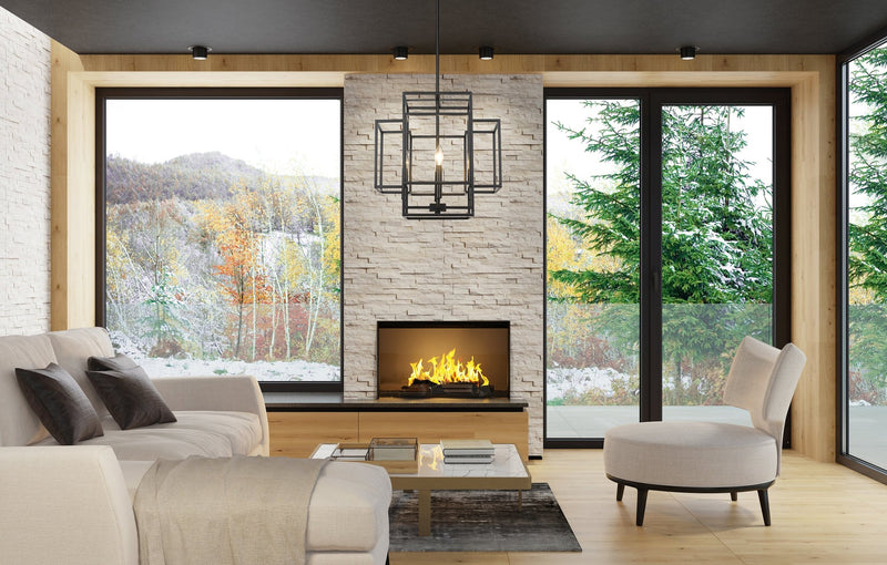 Titania 4 Light 18" Chandelier in Matte Black in a room setting