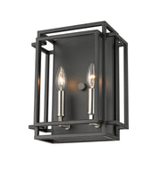 Titania 2 Light 10" Wall Sconce in Black + Brushed Nickel