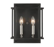 Titania 2 Light 10" Wall Sconce in Black + Brushed Nickel