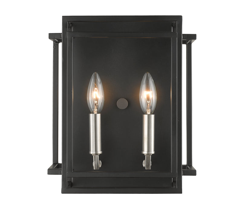 Titania 2 Light 10" Wall Sconce in Black + Brushed Nickel