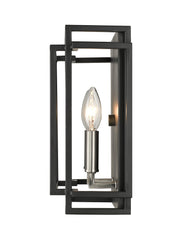 Titania 2 Light 10" Wall Sconce in Black + Brushed Nickel