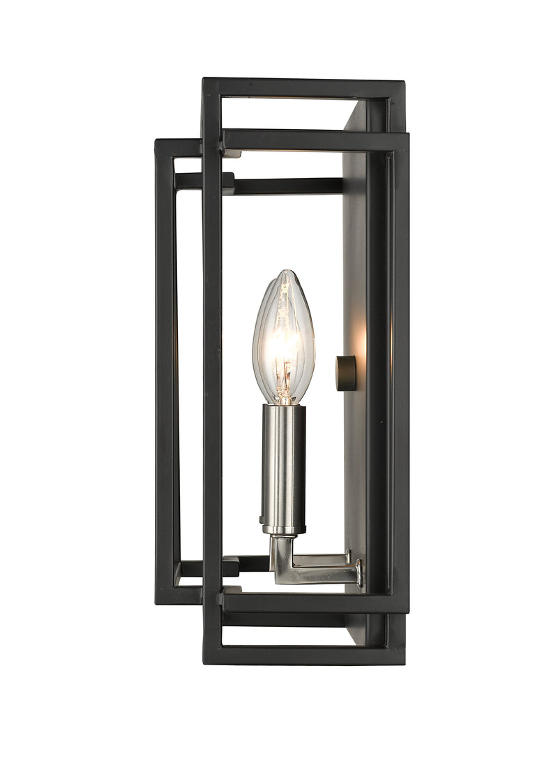 Titania 2 Light 10" Wall Sconce in Black + Brushed Nickel