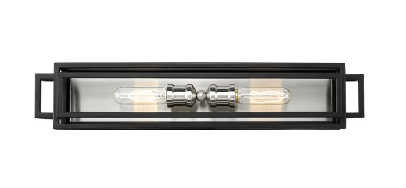 Titania 2 Light Vanity in Black + Brushed Nickel