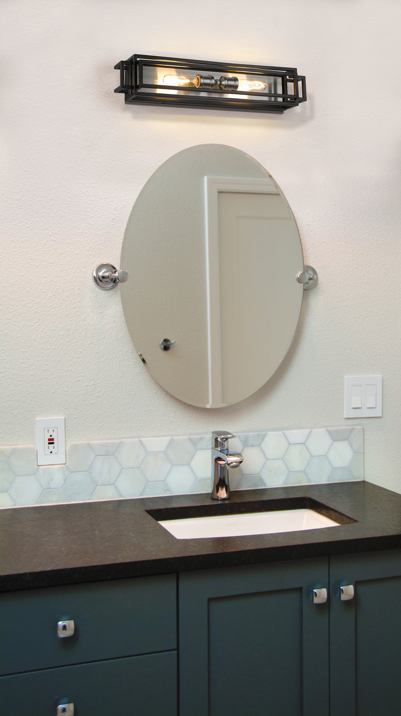 Titania 2 Light Vanity in Black + Brushed Nickel
