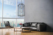 Titania 12 Light 20" Chandelier in Black + Brushed Nickel in a room setting