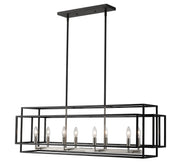 Titania 8 Light 44" Linear Pendant in Black + Brushed Nickel