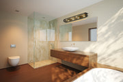Titania 4 Light Vanity in Bronze + Olde Brass in a room setting