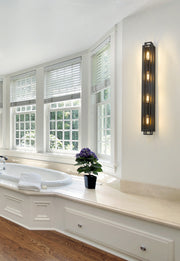 Titania 4 Light Vanity in Matte Black in a room setting