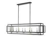 Titania 10 Light 54" Linear Pendant in Black + Brushed Nickel