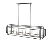 Titania 10 Light 54" Linear Pendant in Black + Brushed Nickel