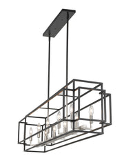Titania 10 Light 54" Linear Pendant in Black + Brushed Nickel