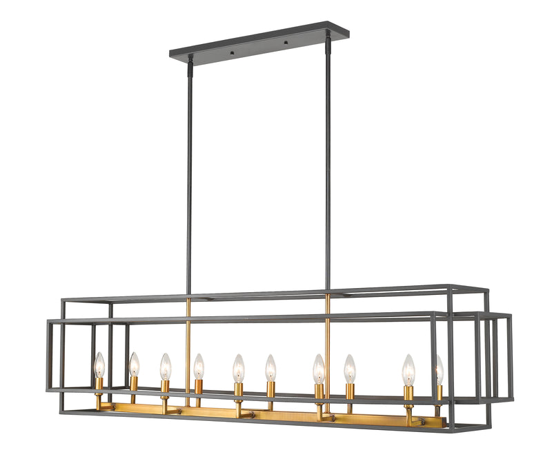 Titania 10 Light 54" Linear Pendant in Bronze + Olde Brass