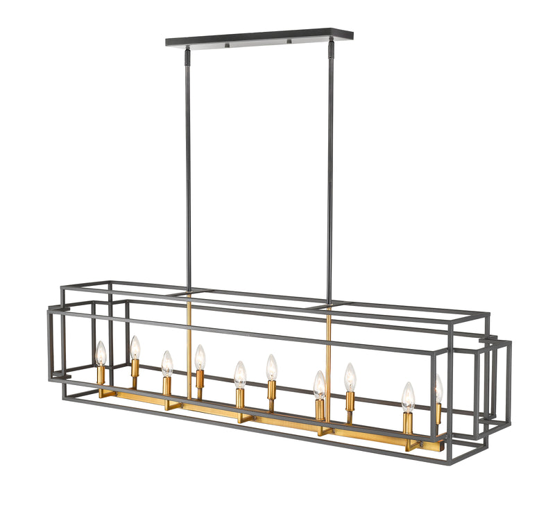 Titania 10 Light 54" Linear Pendant in Bronze + Olde Brass