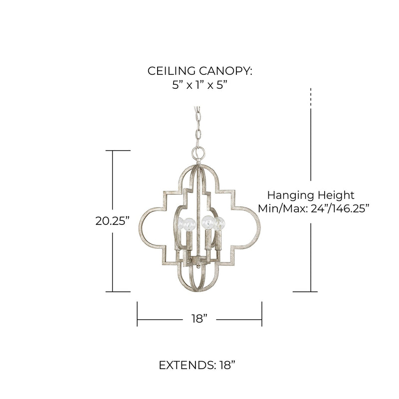Ellis 4-Light Chandelier in Antique Silver