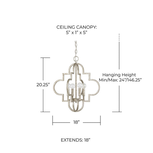Ellis 4-Light Chandelier in Antique Silver