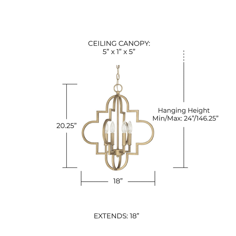 Ellis 4-Light Chandelier in Brushed Gold