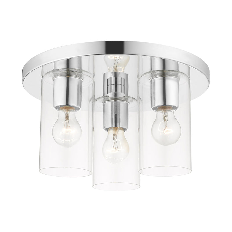 Zurich 3-Light Large Flush Mount in Polished Chrome