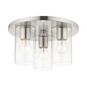 Zurich 3-Light Large Flush Mount in Brushed Nickel